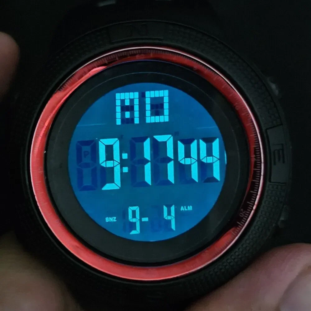 Men's Negative Display Digital Sports Watch 50MM Black Case Plastic Bands‎
